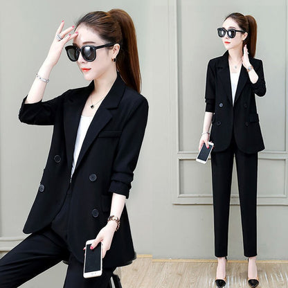 jinran Summer New Korean Fashion Elegant Women's Trouser Suits Office Blazer White Vest Casual Pants Three Piece Set Female Jacket Set