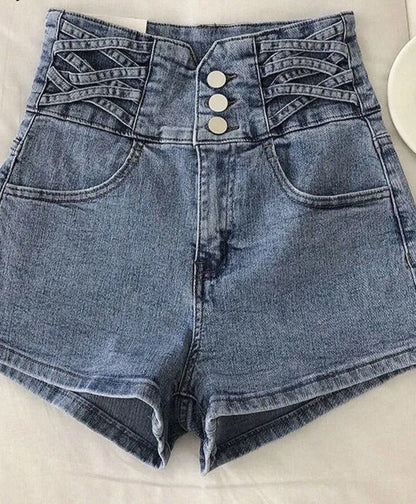 jinran New Streetwear Female High Waist Wide Leg Vintage Denim Shorts Spring Summer Women Loose Washed Solid Color Jeans Shorts