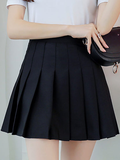 jinran Women Elegant High Waist Pleated A Line Skirt Summer Vintage Harajuku Y2K Plaid Korean Fashion Mini Kawaii Tennis Skirt Grils