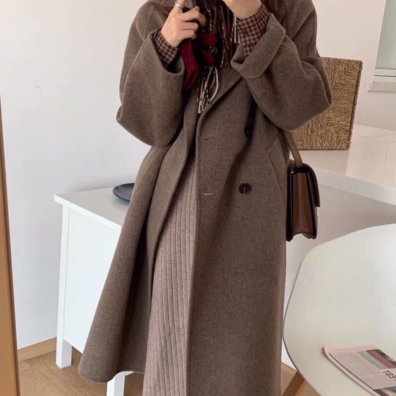 jinran Thickened Black Woolen Coat (female) New Korean Long Japanese Woolen Coat In Autumn and Winter Womens Winter Clothing