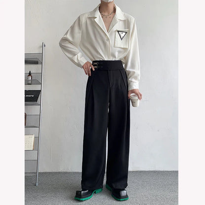 Black Suit Pants Men Oversized Fashion Social Mens Dress Pants Korean Loose Straight Wide Leg Pants Mens Office Formal Trousers