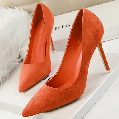 jinran Shoes 2024 New Women Pumps Suede High Heels Shoes Fashion Office Shoes Stiletto Party Shoes Female Comfort Women Heels