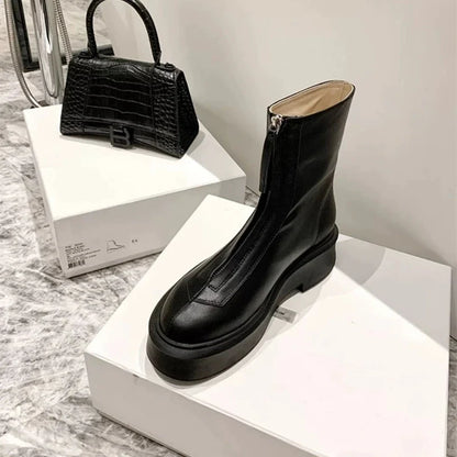 jinran Chelsea Boots Women Platform 2024 New Front Zipper Women's Short Boots Fashion Non-slip Women's Ankle Boots