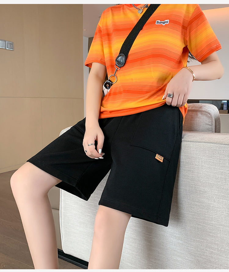 jinran Sport Casual Shorts for Women Summer Loose Boyfriends Korean Shorts High Waist Thin Wide Leg Straight Short Pants Female