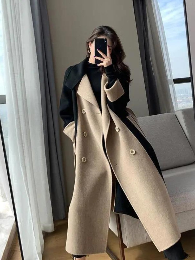 jinran Woolen Coat Women's Fashion Versatile Coat Women's 2022 Spring and Autumn New Style Temperament Button Medium Length Trench Coat