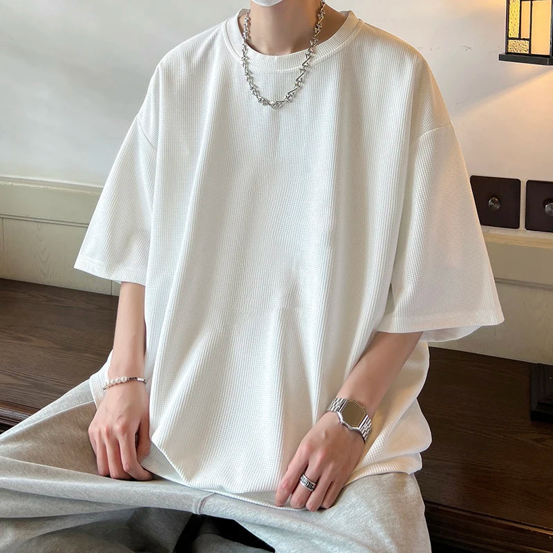 Men's Summer Fashion Short Sleeve Casual T Shirt Male New Ice Silk Thin Tops Tees Men Solid Color Oversize T-shirts G36