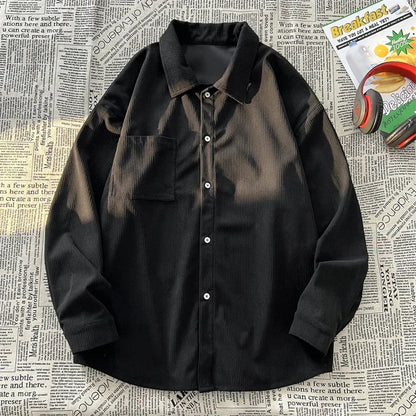 Solid Color Men Shirts Casual Basic Long Sleeve New Unisex Shirt Korean Fashion Outwear Top Male Oversized Blouses