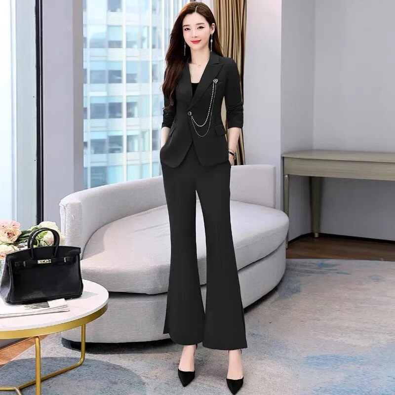 jinran 2022 Summer New Korean Fashion Elegant Women's Pants Suit Office Blazer Jacket Leisure Trousers Two Piece Set Female Clothing