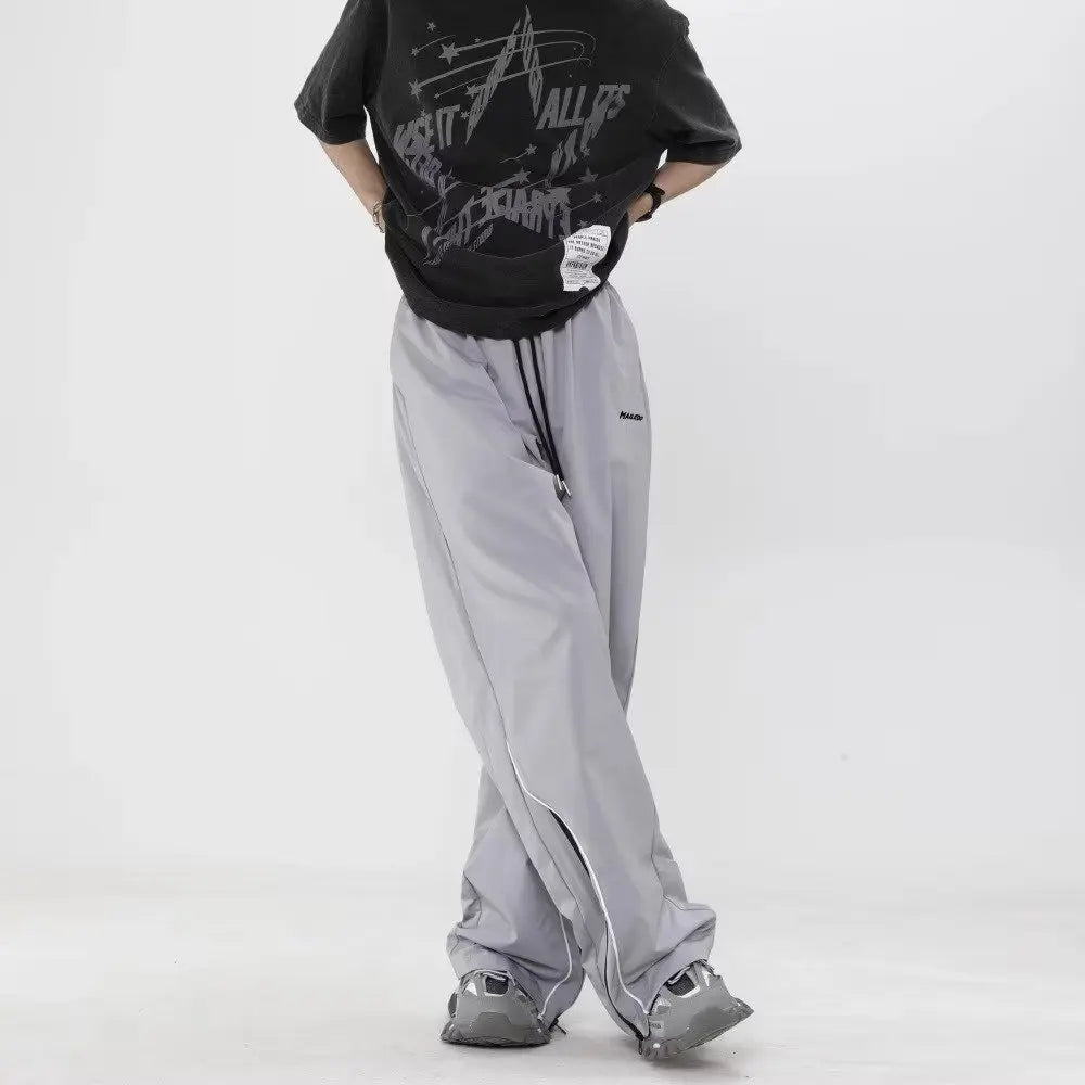 Parachute Sports Pants Joggers Men Korean Oversize Wide Leg Trousers Male Sportswear Casual Loose Streetwear Hip Hop