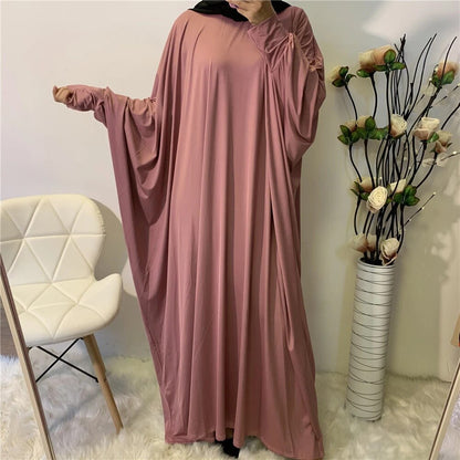 jinran Summer Elegant Solid Color Colorful Temperament Long Skirt Ladies Open Shouder Robe Woven Large Size Belt Muslim Woman Abaya