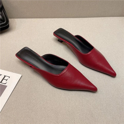 jinran Summer Women Low Heel Sandals Red Rubber Slides Mules Shoes Woman Outside Slippers Normal Comfortable Shoes Female