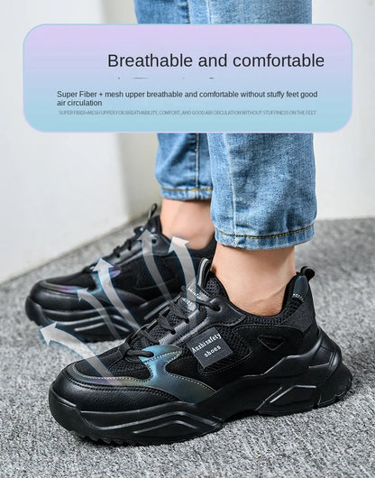 jinran New Fashion 2024 Women's Safety Shoes Sneakers Women Anti-smash Anti-puncture Security Boots Protective Shoes Breathable