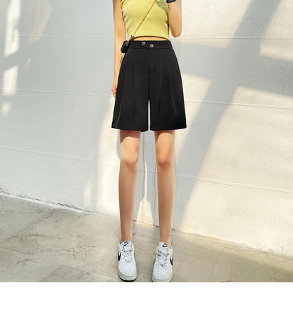 jinran Office Lady 2022 Summer Suit Women Shorts Solid Hot Shorts Knee Length Shorts Female Casual Half Trousers Loose Capris Bermuda