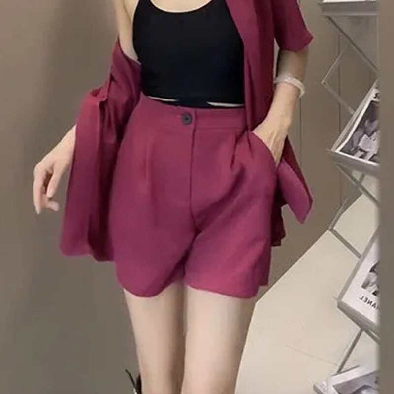 jinran Korean Casual Suit Set 2022 New Elegant Feminine Suit Commuter Short Sleeve Small Suit Shorts Women Two Piece Set Shorts Women