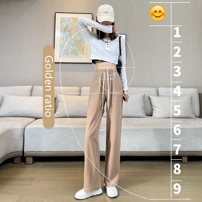 jinran Casual Wide Leg Pants Women'S Spring Autumn New Korean Female Loose High Waist Thin Hanging Feeling Versatile Long Trousers