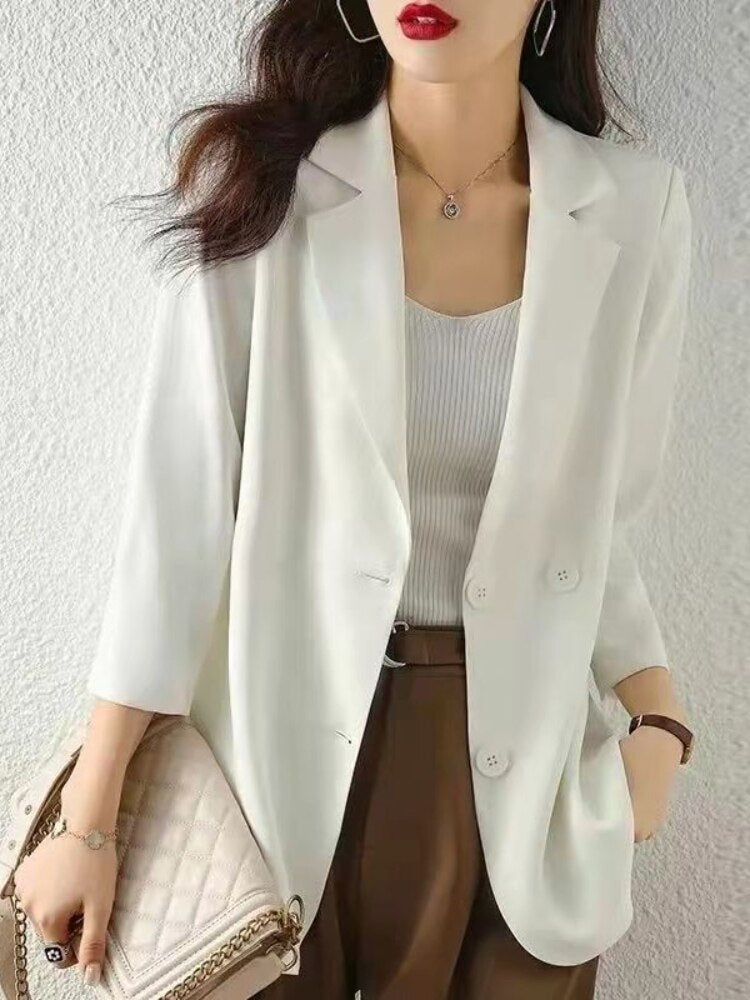 jinran Jacket Women's Summer Short Korean Loose Seven Sleeve Casual Chiffon Sunscreen Suit Women Blazer Suit Women Suit Women