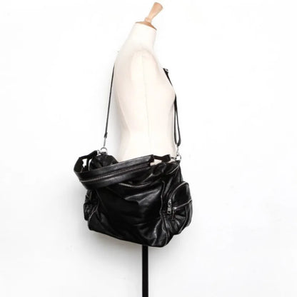 nvxiot  -  Black Fashion Shoulder Bag for Women Gothic Large Capacity Simple Mens Tote Bag Pu Leather Designer Advanced New in Handbag