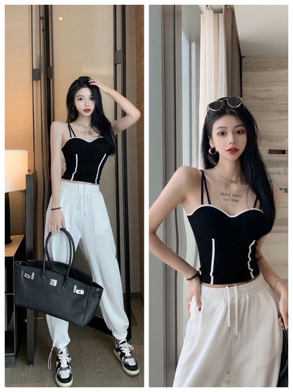 jinran Sexy Camisole Fixed Latex Chest Pad Slim Fit Beautiful Back Bandeau Anti-Sagging Comfortable Elastic Tank Top 2022 New