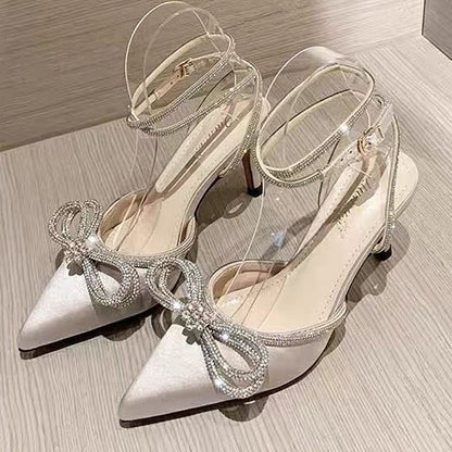 jinran Wedding Women Pumps New Pearl High Heels Sexy Pointed Toe Sandals Party Brand Fashion Shoes for Lady Heels Rhinestone Shoes