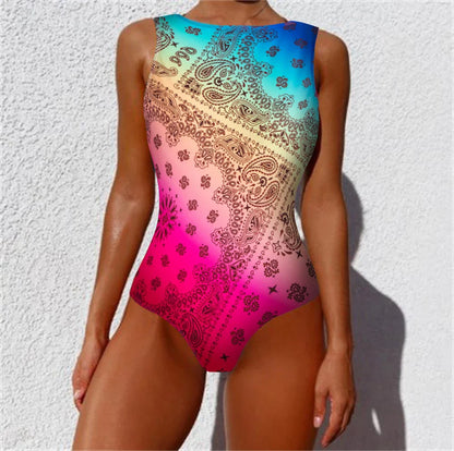 jinran Print One Piece Swimsuit 2024 New Push Up Swimwear Women Vintage Retro Bathing Suits Bodysuit Beach Wear Backless Monokini