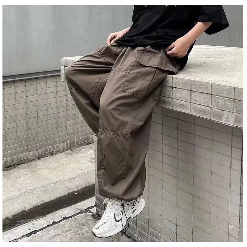 Vintage Baggy Cargo Pants Men Cotton Wide Leg Trousers Male Oversize Retro Loose Casual Japanese Streetwear Hip Hop