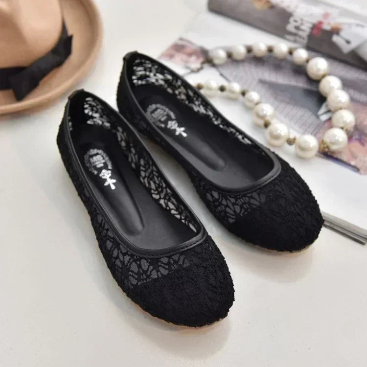 jinran 2024 New Women Flats Shoes Ballet Flats Fashion Bow-Knot Women Shoes Slip On Cut Outs Flat Sweet Hollow Summer Female Shoes