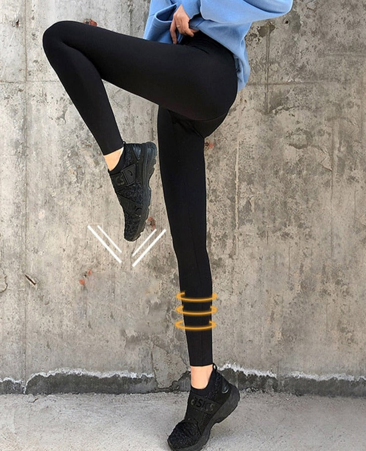 jinran New Women Sharkskin Black Leggings Thin Workout Stretch Sexy Fitness Leggings Skinny Legs Slimming Sport Leggings