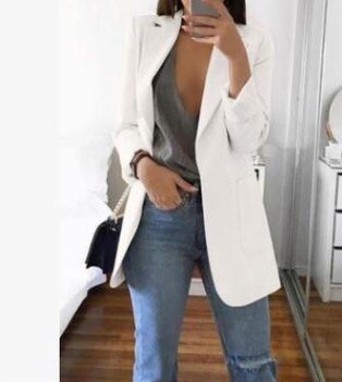 jinran Suit Jacket Female Spring Autumn New European American Solid Color Fashion Lapel Slim Cardigan Leisure Suit Jacket Female