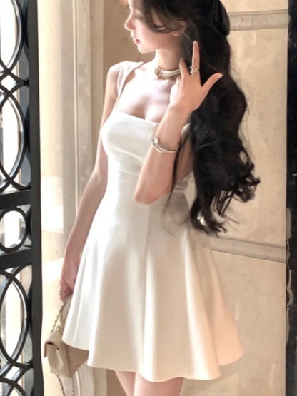 jinran 2024 Summer Elegant Evening Party Midi Dresses Women Vintage Sleeveless Y2K Mini Birthday Dress Casual Korean A-line Vestidos
