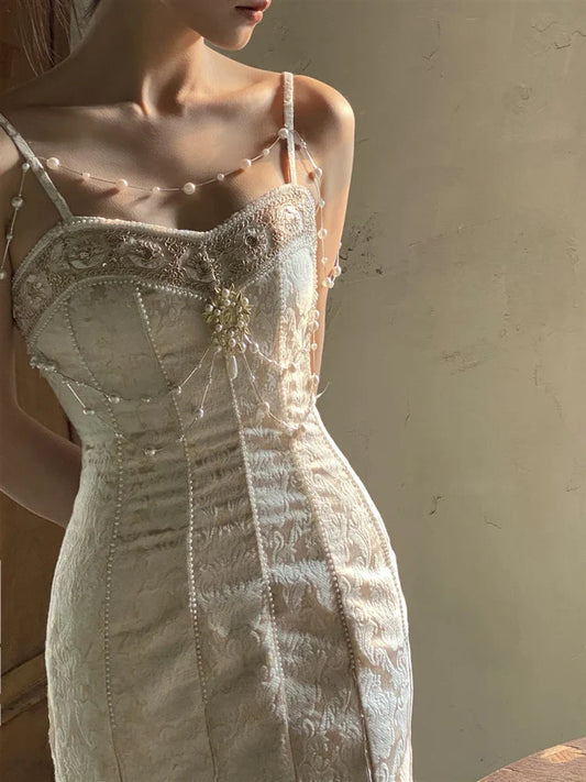 jinran Woman Dress Backless Embroidery Vintage 2024 Sleeveless Sexy Beach Boho Lace Party Sundress Women Summer Maxi Vestido