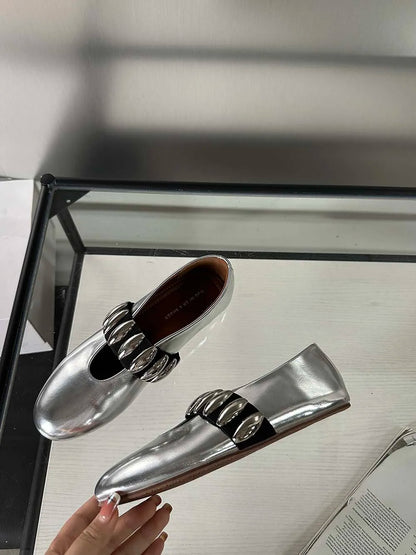jinran Round Toe Women Flats Loafers Black White Silver Autumn Spring Dress Shoes 2024 New Arrivals Slip On Fashion Ballet Dance Shoes