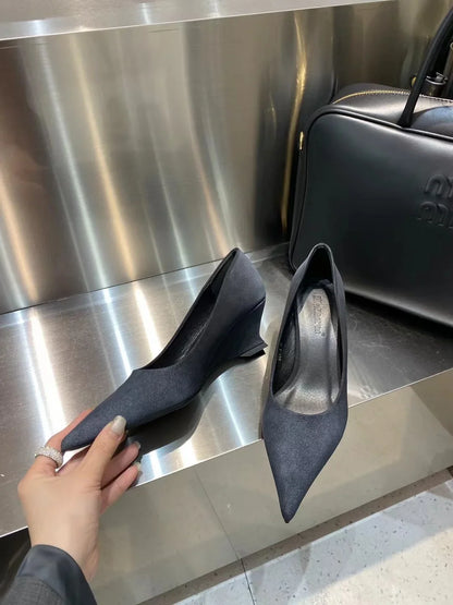 jinran Pointed Toe Women Pumps 2024 New Arrivals Fashion Office Pumps Wedge High Heels Mixed Color Dress Shoes Woman Sexy Size 35-39
