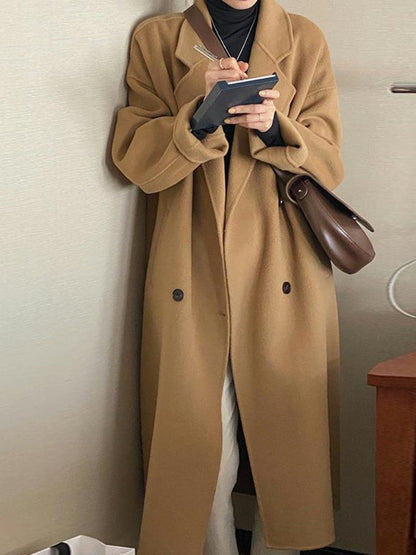 jinran 2022 New Autumn and Winter Suit Collar Camel Colored Woolen Coat Women Knee Length Wool Coat Coat Women Winter Jacket Long Coat