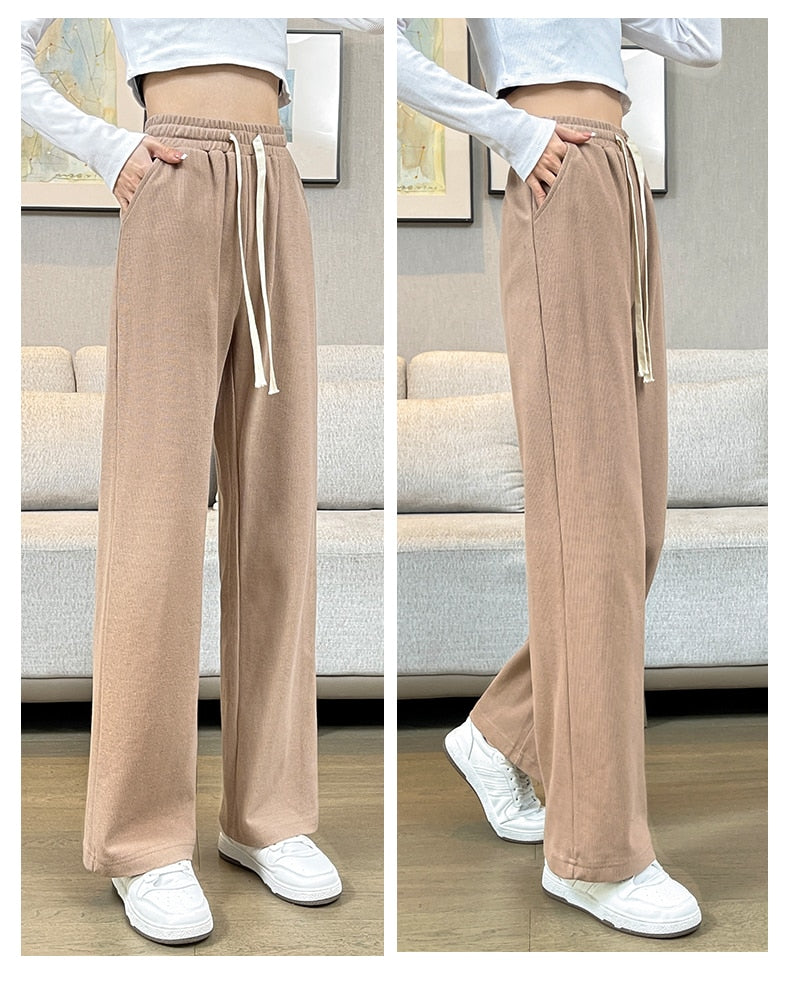 jinran Casual Wide Leg Pants Women'S Spring Autumn New Korean Female Loose High Waist Thin Hanging Feeling Versatile Long Trousers