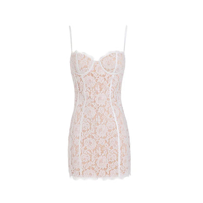 jinran Summer Elegant Lace Dress Sexy Mini Ovey Birthday Night Date Party Dresses Lilac Spaghetti Strap Dresses Women 2024 High Quality