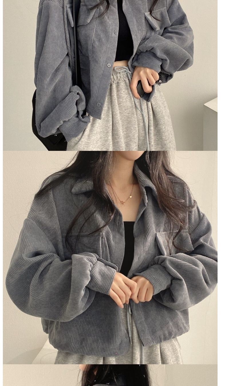 jinran Corduroy Shirt for Woman Elegant Chic Woman Shirt Double Pocket Shirt Coat Autumn and Winter New Casual Jacket Korean