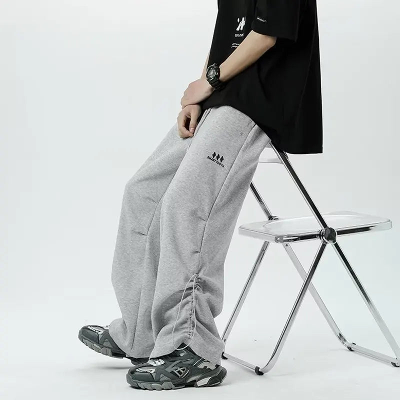 Wide Leg Sweatpants Men Casual Pants Men Oversize Gray Sports Pants Black Trousers Male Loose Korean Streetwear Hip Hop