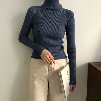 jinran Autumn Winter Korean Women Pullover Sweaters Slim Women Turtleneck Basic Tops Casual New Knitted Sweater Soft Warm Jumper 8069