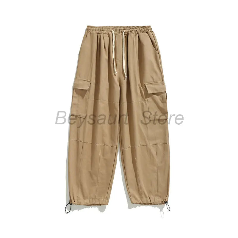 Spring Casual Oversize Cargo Pants Men Streetwear Solid Harajuku Loose Straight Trousers Wide-leg Baggy Pants For Man