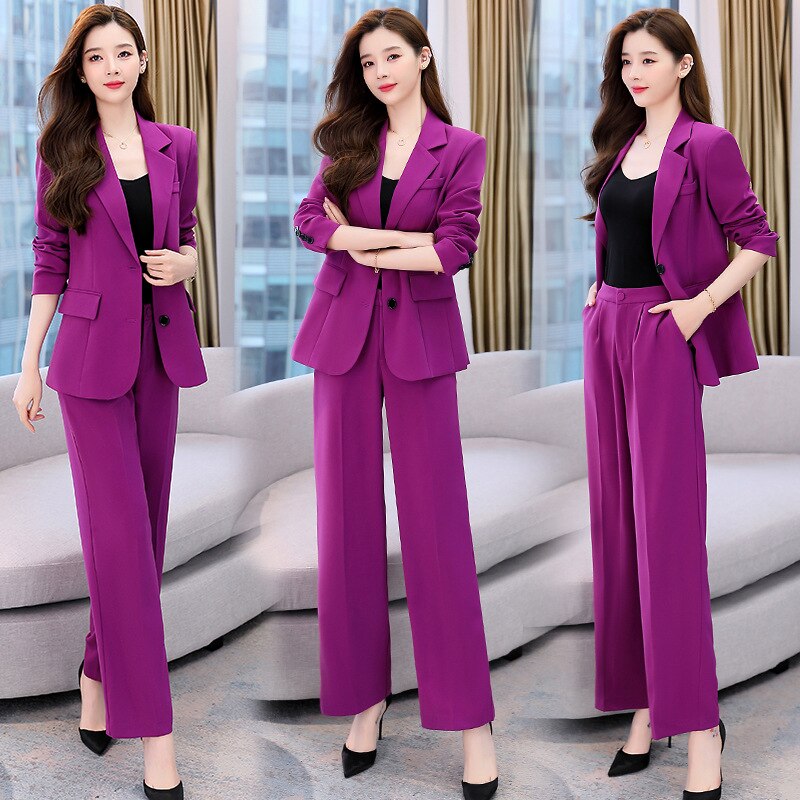 jinran 2022 Summer New Korean Fashion Elegant Women's Pants Suit Office Blazer Jacket Leisure Trousers Two Piece Set Female Clothing