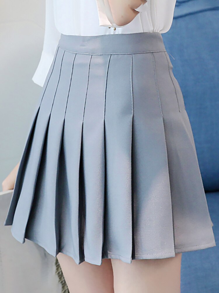 jinran Women Elegant High Waist Pleated A Line Skirt Summer Vintage Harajuku Y2K Plaid Korean Fashion Mini Kawaii Tennis Skirt Grils