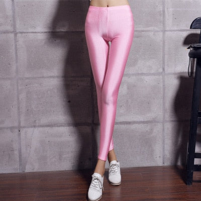 jinran New Spring Autume Solid Candy Neon Leggings for Women High Stretched Female Sexy Legging Pants Girl Clothing Leggins Spring