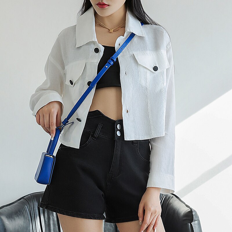 jinran Casual Spring New Turn-down Collar Linen Short Women Jackets 2022 Simple Solid Color All Match Button Female Coats