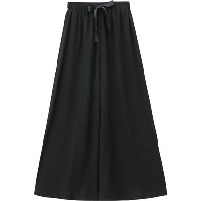 jinran Wide Leg Pants Women'S Spring Summer New Korean  Versatile Loose Chiffon Leisure Straight Tube 8-Point High Waist Trousers Lady