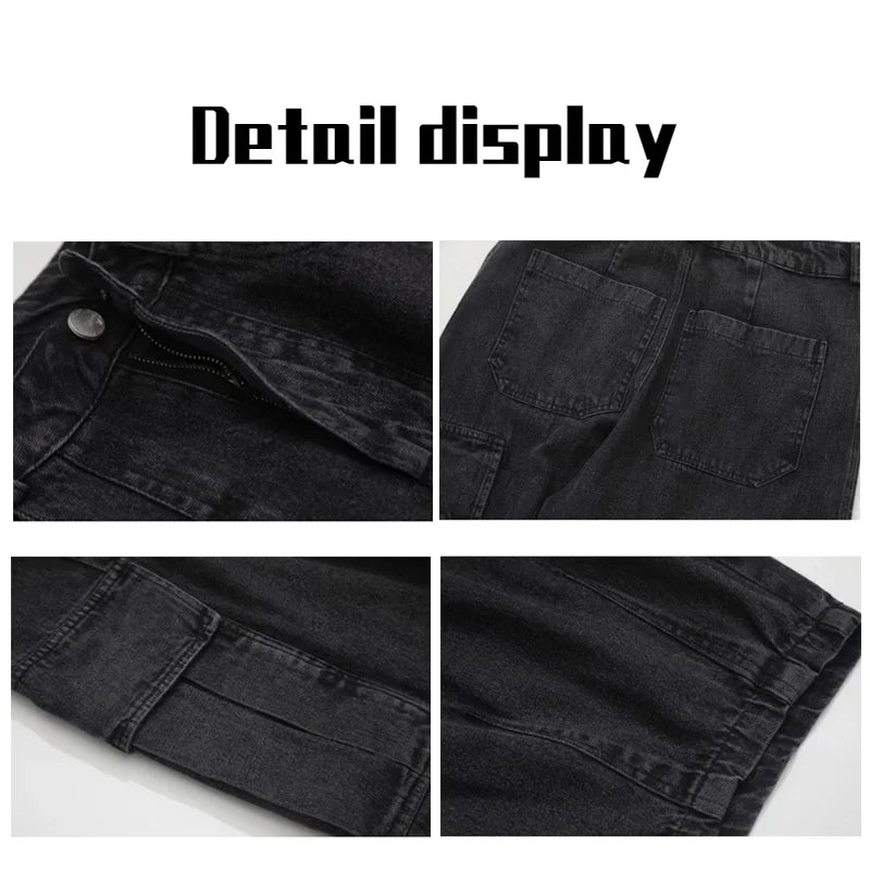 Baggy Jeans Trousers Male Denim Pants Black Wide Leg Pants Men's Jeans Oversize Cargo Korean Streetwear Hip Hop Harajuku