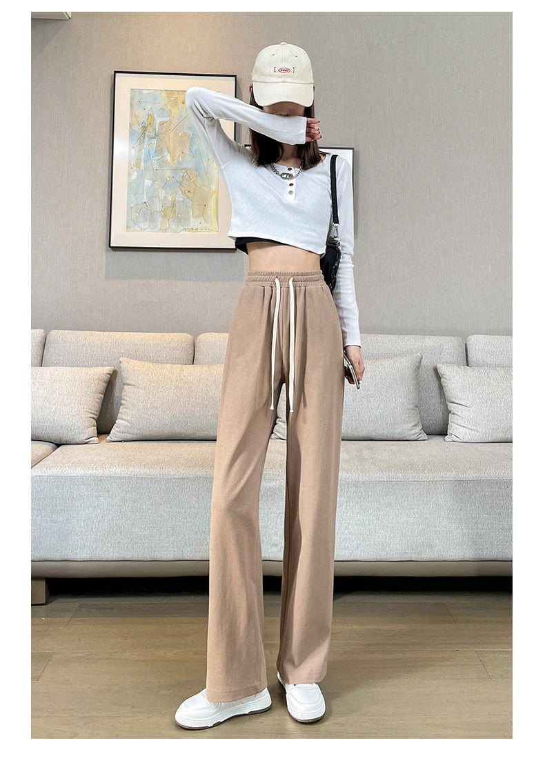 jinran Casual Wide Leg Pants Women'S Spring Autumn New Korean Female Loose High Waist Thin Hanging Feeling Versatile Long Trousers