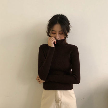 jinran Autumn Winter Korean Women Pullover Sweaters Slim Women Turtleneck Basic Tops Casual New Knitted Sweater Soft Warm Jumper 8069