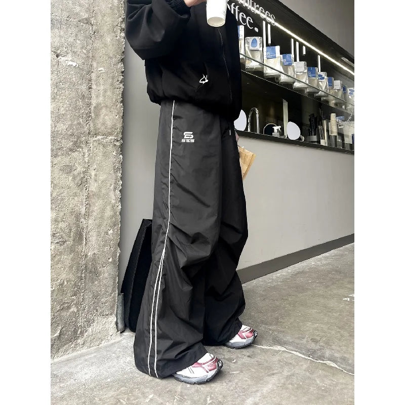 Sports Pants Man Baggy Parachute Pants Y2K Oversize Joggers Streetwear Tracksuit Black Wide Leg Trousers for Men