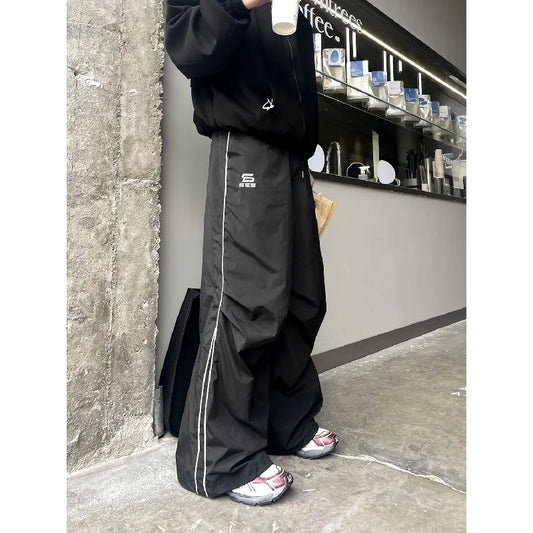 Sports Pants Man Baggy Parachute Pants Y2K Oversize Joggers Streetwear Tracksuit Black Wide Leg Trousers for Men