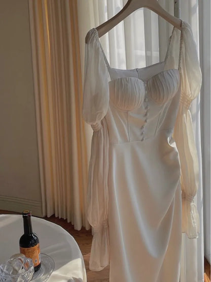 jinran Elegant Party Dresses For Women Vintage Long Dress Off Shoulder Long Sleeve Autumn Spring Prom Robe Slim One Piece Vestidos New